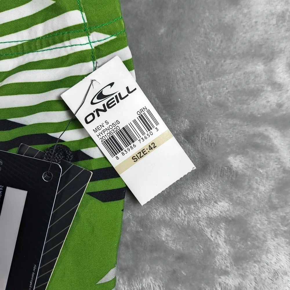 Oneill Board Shorts Mens 42 Green Embroidered‎ Plaid Y2K Swim Trunks Surf New
